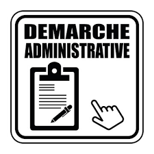 Logo "démarche administrative" avec un bloc note et une main.
