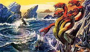 Représentation de Charybde et Scylla, monstres marins mythologiques